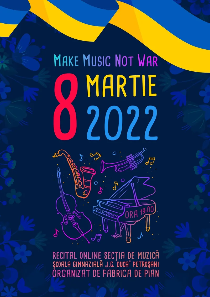Afișul concertului Make Music Not War, 8 martie 2022